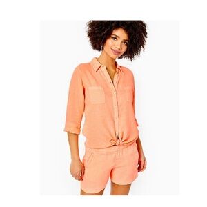 Lilly Pulitzer Coral Button Down Shirt